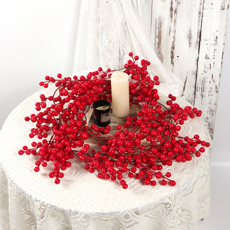 Artificial Christmas Berry Garland, 68 Inch Red Wreath Decor for Mantel Door Wall Fireplace