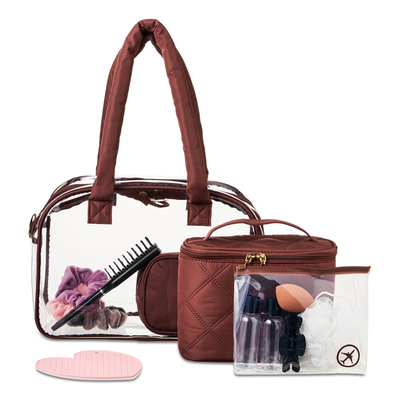 Travel Organizer Bag Set with Clear Tote and Accessories - 10 Pieces
