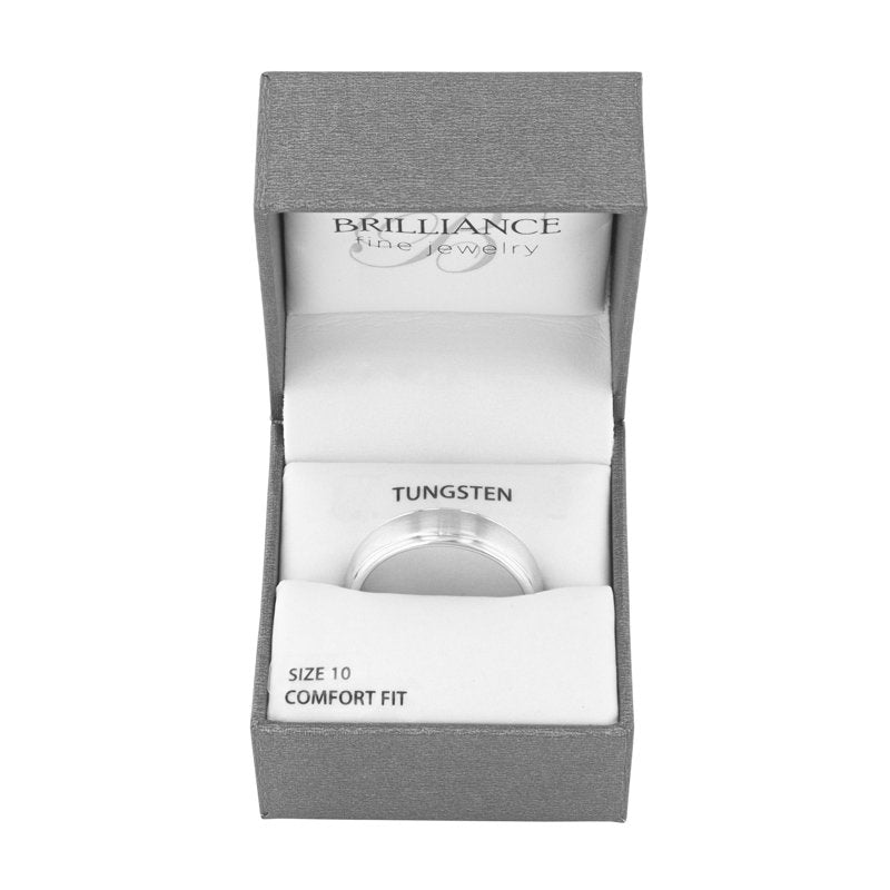 Men's Tungsten Wedding Band 6MM Grooved Comfort Fit Ring