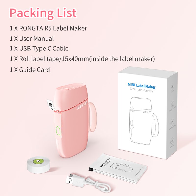 Portable Bluetooth Label Maker for Home Office Organization - Pink