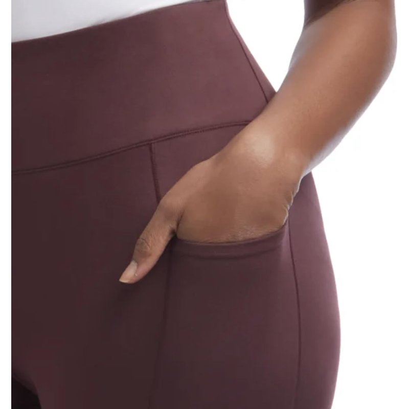 Women's High-Rise Brushed Satin Leggings - Moisture-Wicking & Side Pockets