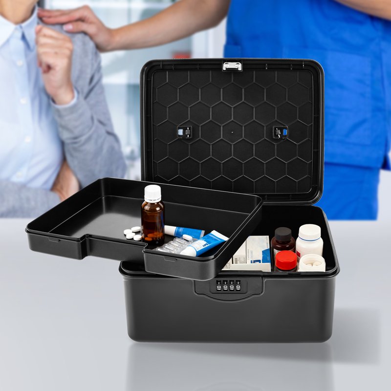 Lockable Medicine Storage Box with Code Lock - Secure Refrigerator Container