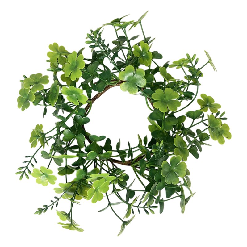 Festive Shamrock Candle Ring for St. Patrick's Day Holiday Decor - Green