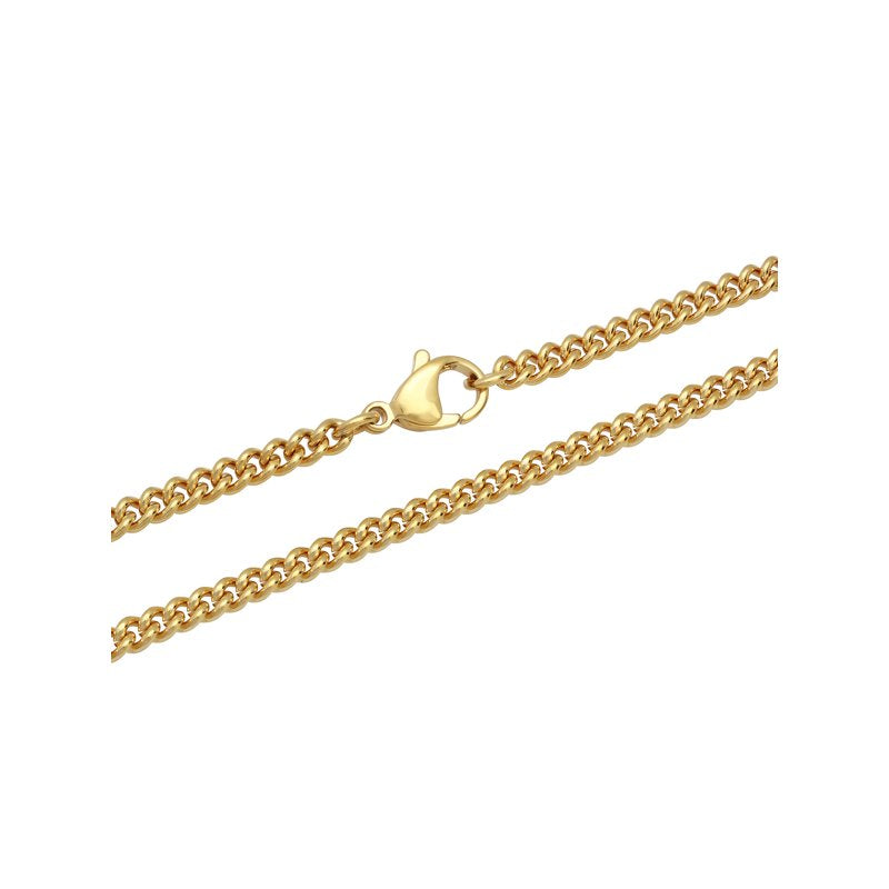Men's Stainless Steel Gold-Tone 18-Inch Flat Curb Chain Necklace - Unisex Jewelry