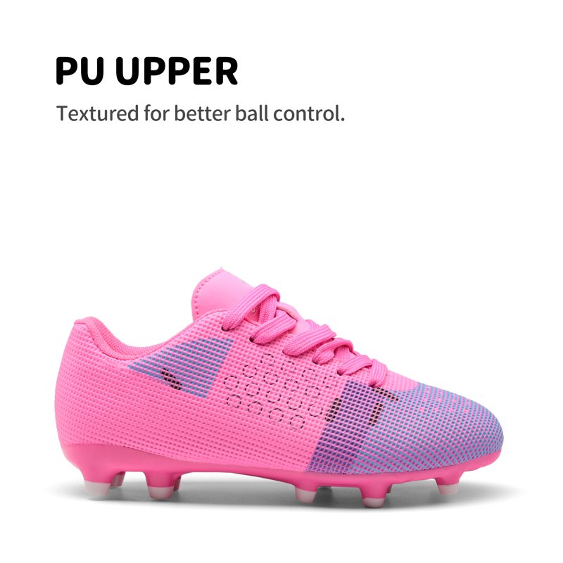Dream Pairs Rose Red/White Soccer Cleats – Kids Football Shoes Size 4 (Variation: 4, ROSE RED/WHITE)