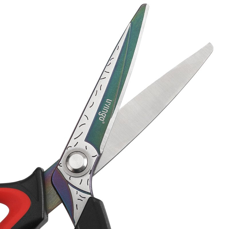 Heavy Duty Fabric & Leather Scissors - Titanium-Coated Blades, Comfort Grip Handles, 10-Inch