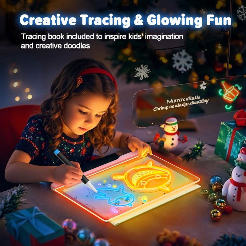 Rechargeable LED Drawing Board Toy with Neon Colors and Markers for Kids & Adults