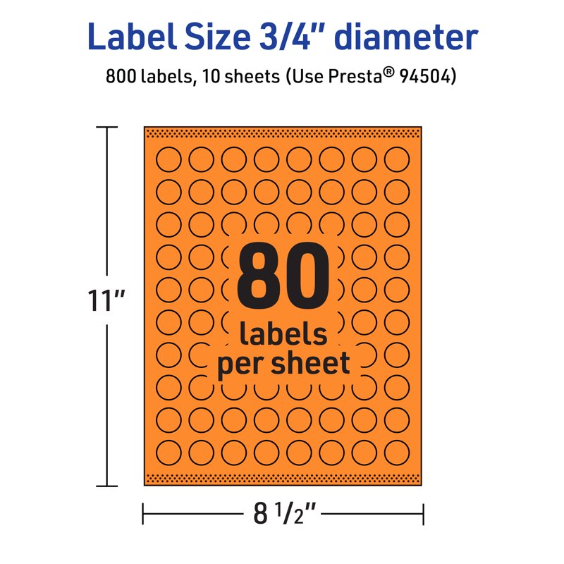 Bright Orange Round Labels - Customizable 0.75" Diameter Sticker Sheets