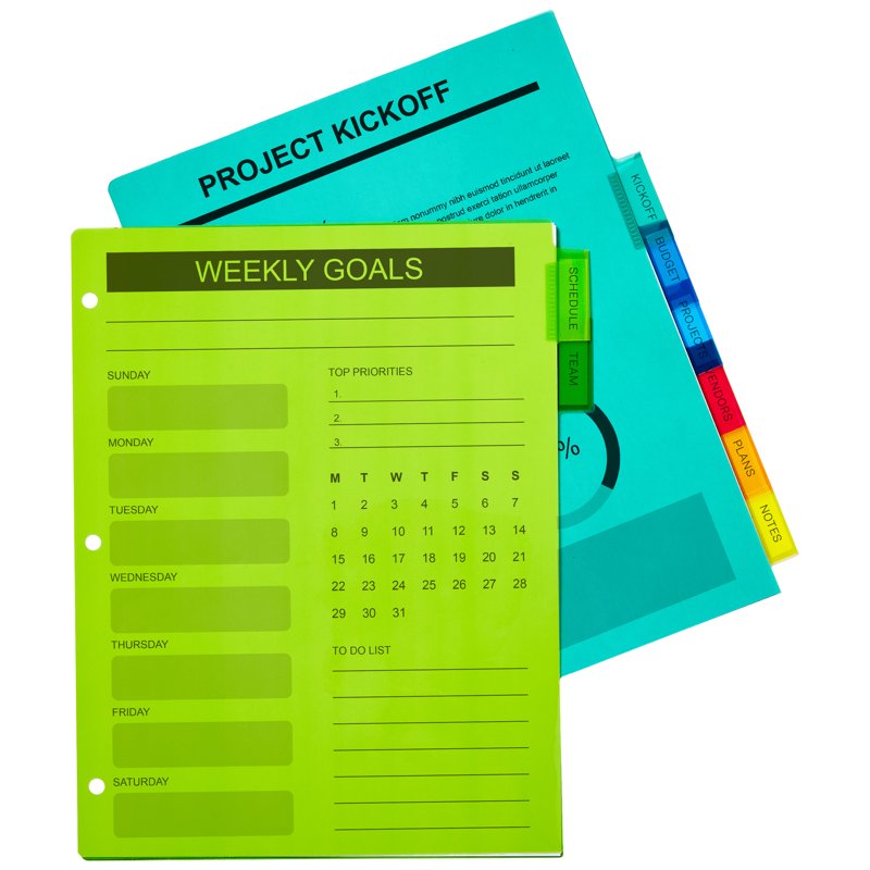 Multicolor Plastic Divider Set with Big Tabs for Binders - 8-Tab, 3 Pack