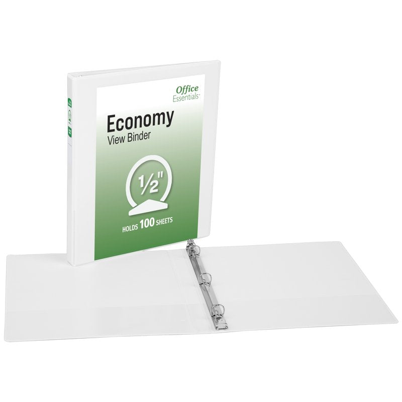 3-Ring Binders with Clear View Spine 0.5 Inch Capacity 12-Pack White Office Supplies