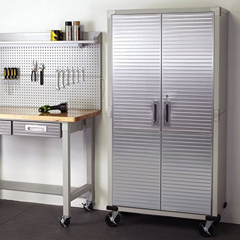 36-Inch Wide Rolling Storage Cabinet with Locking, Adjustable Shelves - Granite Gray, Red, White, Graphite