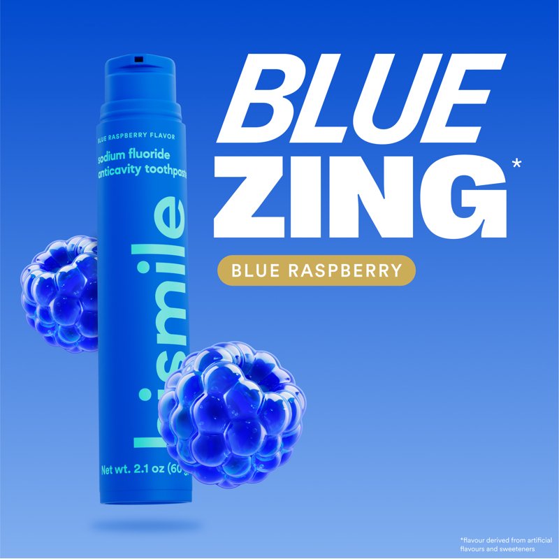Flavored Toothpaste with Blue Raspberry Flavor - Fluoride, 100g