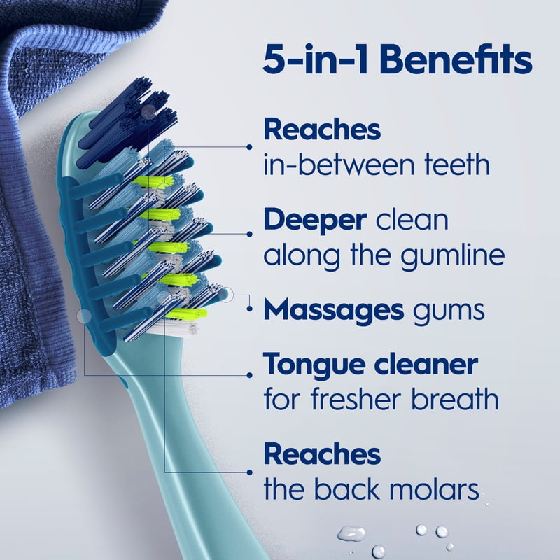 Manual Toothbrush Set with CrossAction Bristles for Deep Plaque Removal - 6 Pack