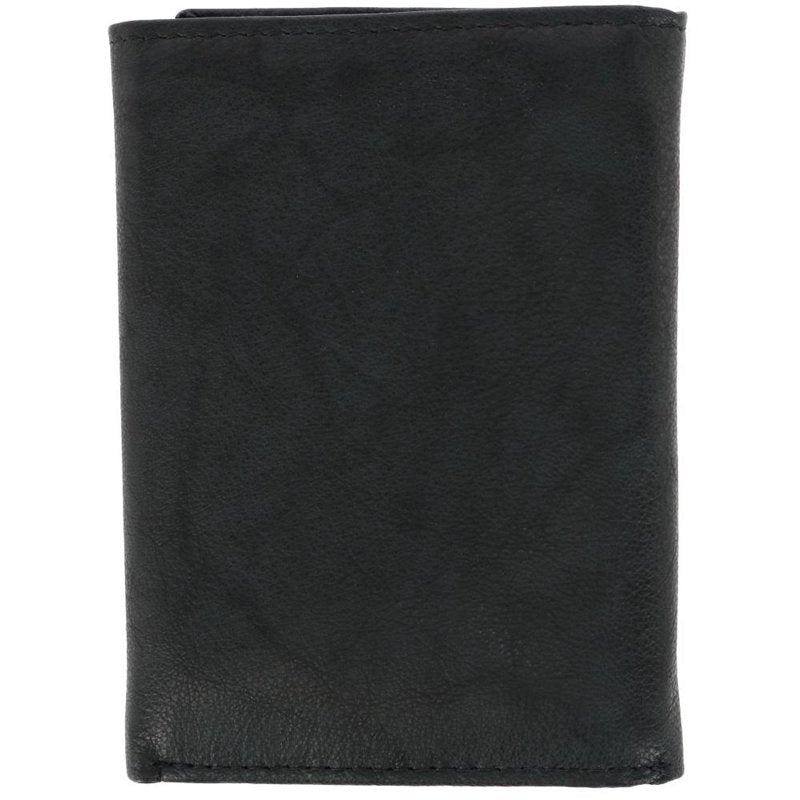Men's Leather Wallet with ID Window & Card Slots - Black