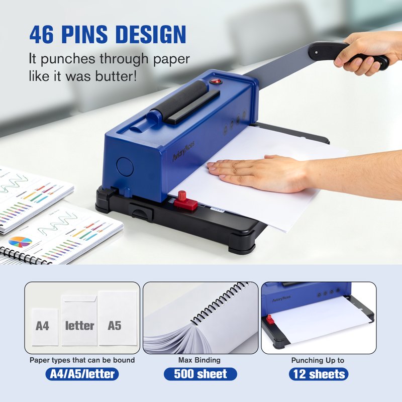 Electric Coil Binding Machine with 12-Sheet Capacity & Starter Kit for Office & Home