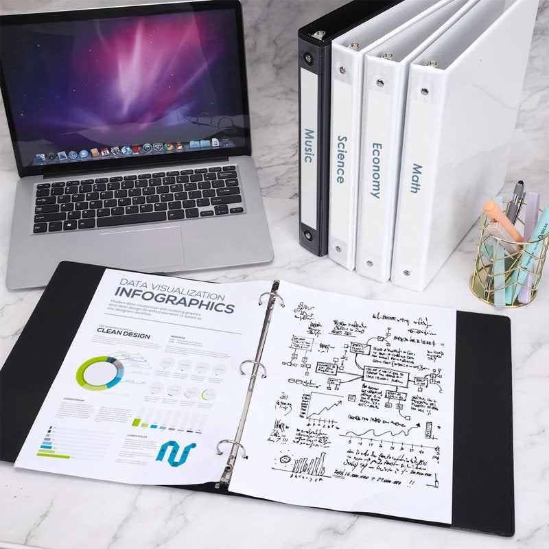 1-Inch 3-Ring Binders Set of 6 with Pockets for Office & School, Holds 200 Sheets
