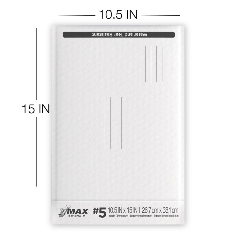 Self-Sealing Poly Bubble Mailers 10.5x15 White Pack of 8