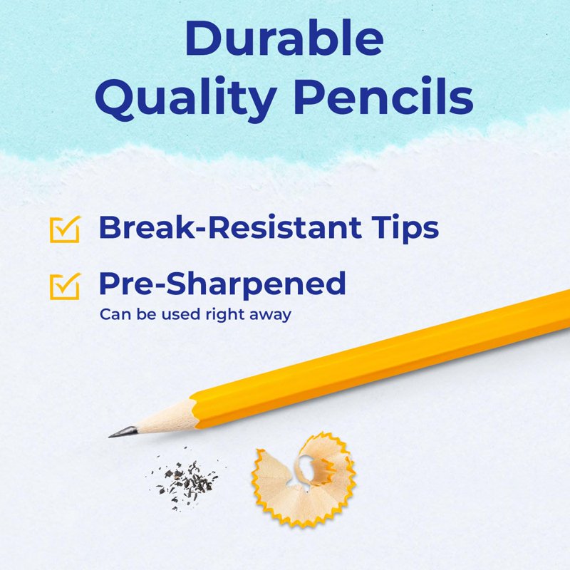 Bulk Pack of Pre-Sharpened #2 HB Pencils for Classroom & Office - Multiple Quantities