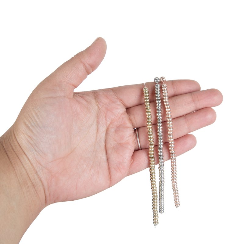2 Pack Metallic Disk Beads for Jewelry Making, Gold Silver Rose, 7.5 Inches