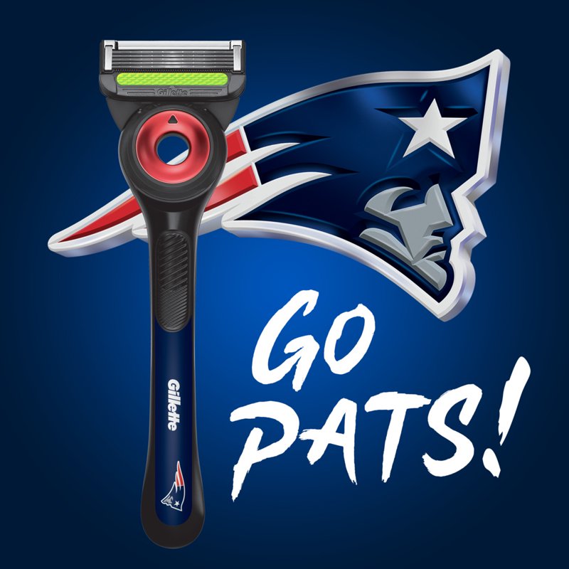 Gillette Razor Bundle with Magnetic Stand & Refill Blades - Patriots Gameday Set