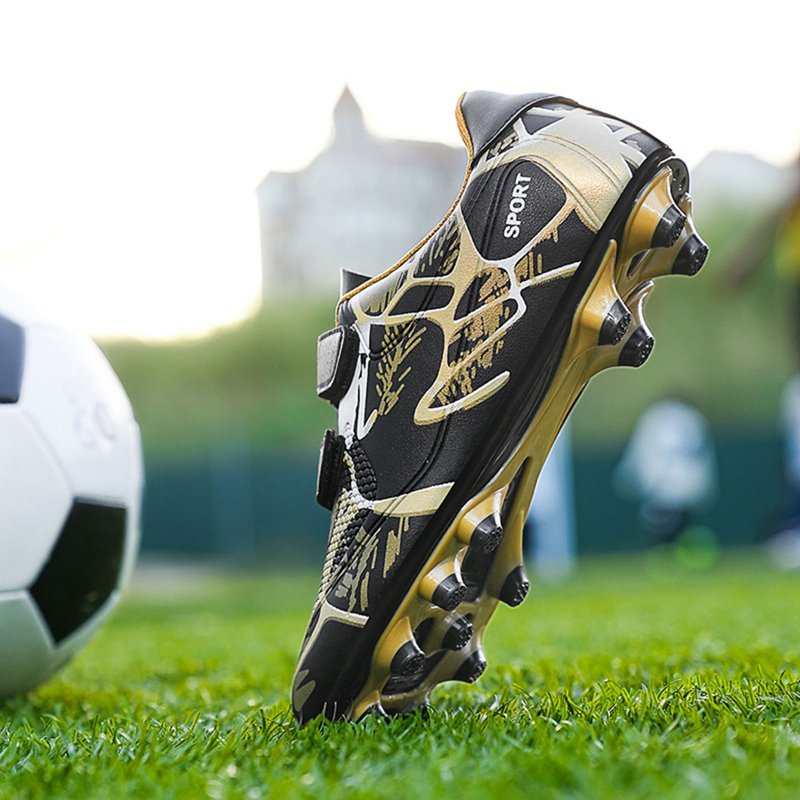 LRen Soccer Cleats Size 6 - Gold 4-Gold, Velcro, Lightweight Kids Football Shoes