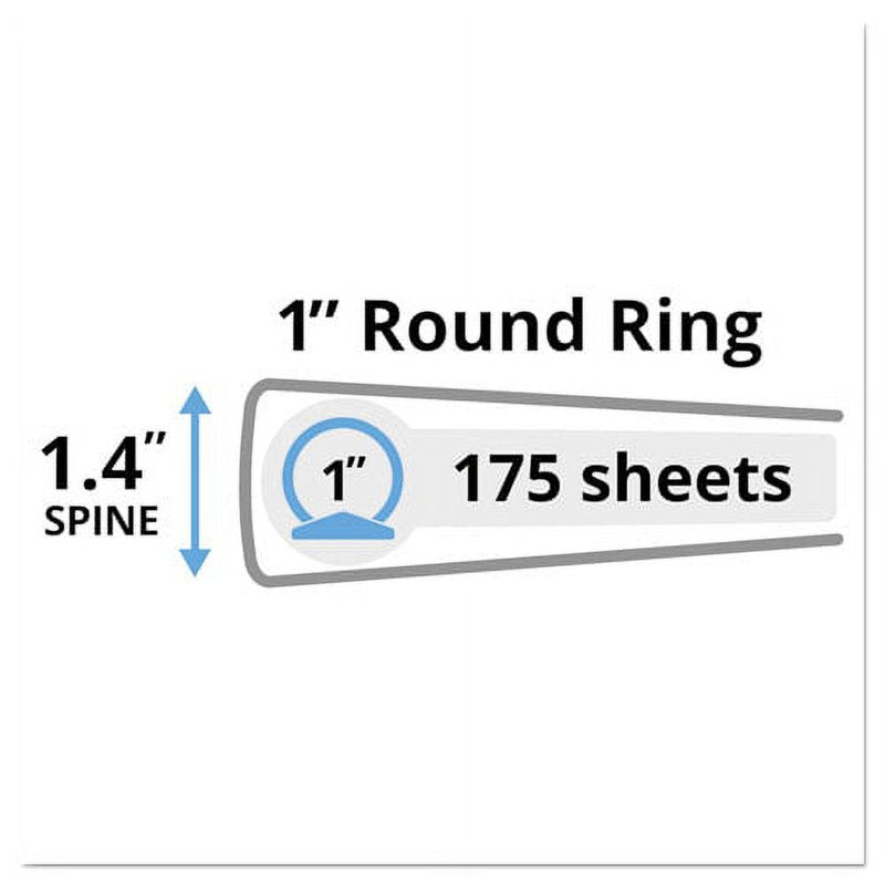 Mini Durable View Binder with 3 Rings - 1 Inch Capacity, White, Pack of 5