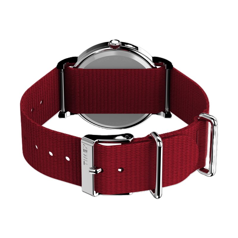 Unisex Snoopy Watch with Red Fabric Slip-Thru Strap – 38mm Timex Peanuts Collaboration