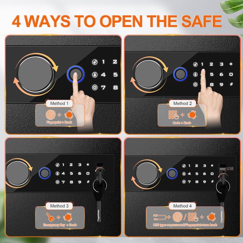 Heavy-Duty Home Safe Box with Dual Alarm System and Biometric Lock