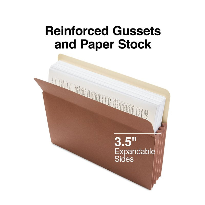 Letter Size Expanding File Pockets 3.5-Inch Capacity Brown 25-Pack