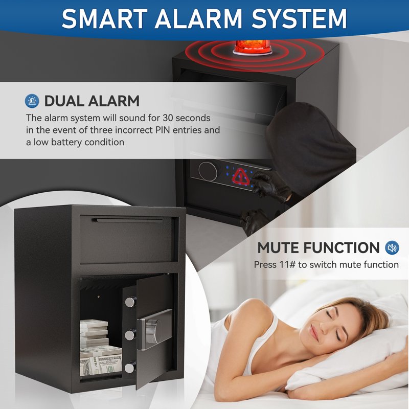 Depository Safe Box Fireproof Drop Safe with Deposit Slot for Home Office Hotel