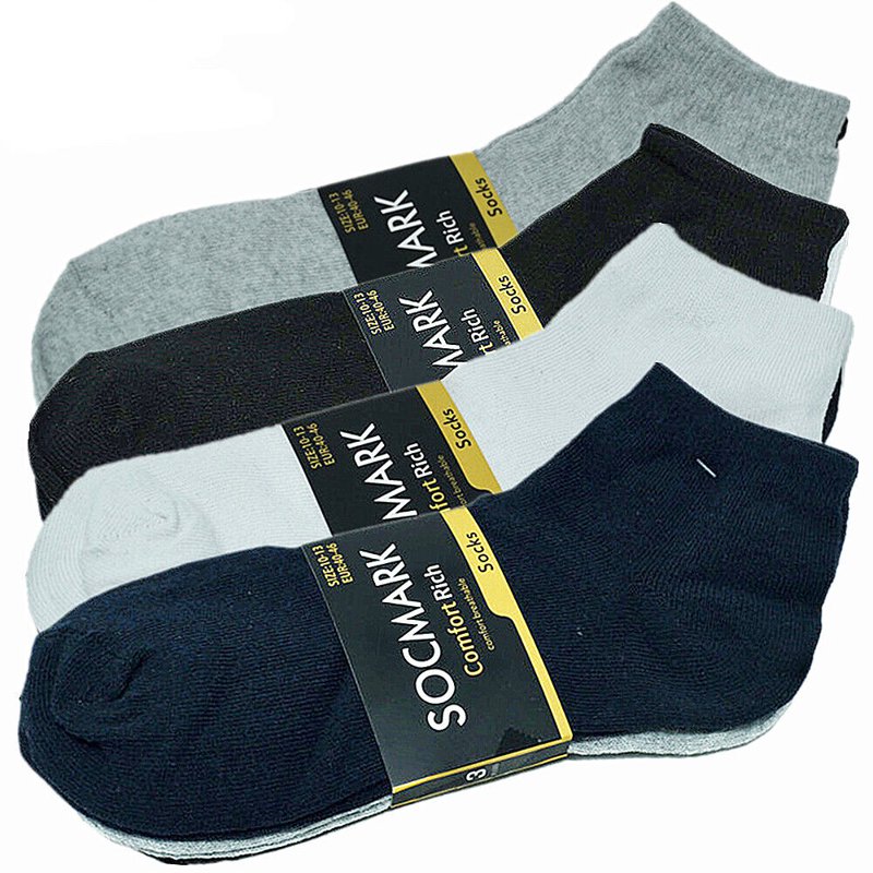 Glory Max 12 Pairs Men's Ankle Low Cut Cotton Socks Size 10-13 – Plain Mix