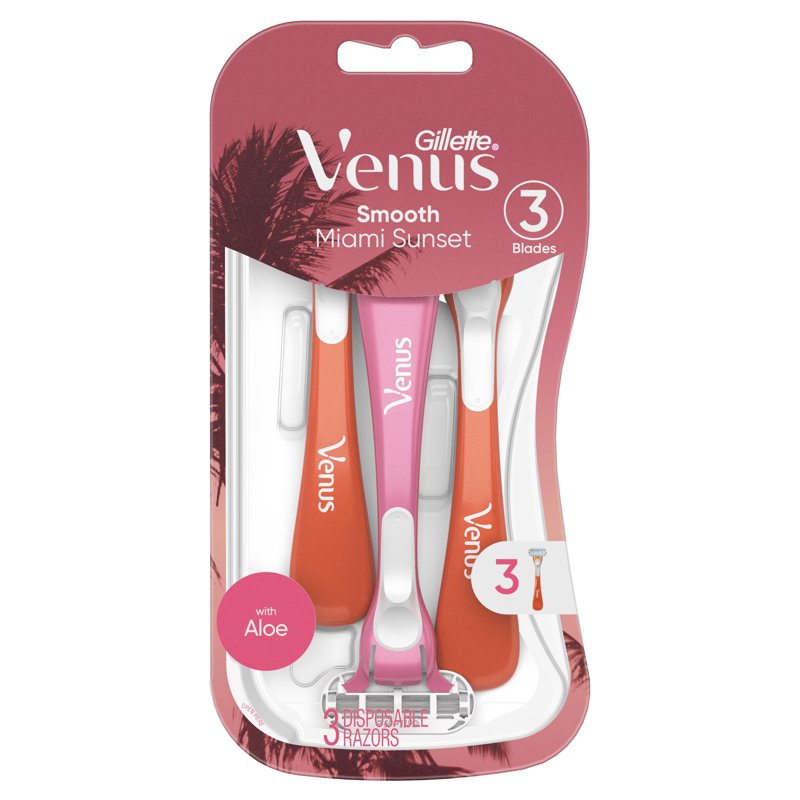 Disposable Women's Razors Set - Sensitive Skin, 3 Blades, Miami Sunset Handle