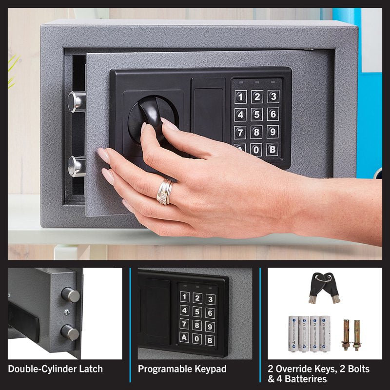 Digital Steel Safe Box with LED Keypad - Grey Security Safe
