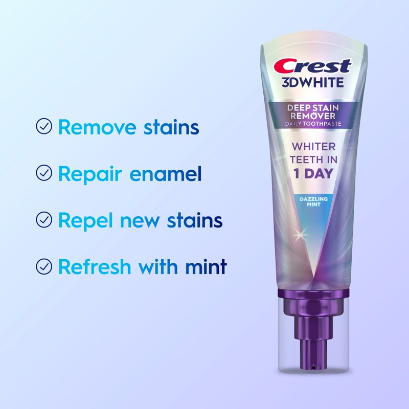 Crest 3D White Brilliance Deep Stain Remover Toothpaste, Dazzling Mint, 3.1 oz