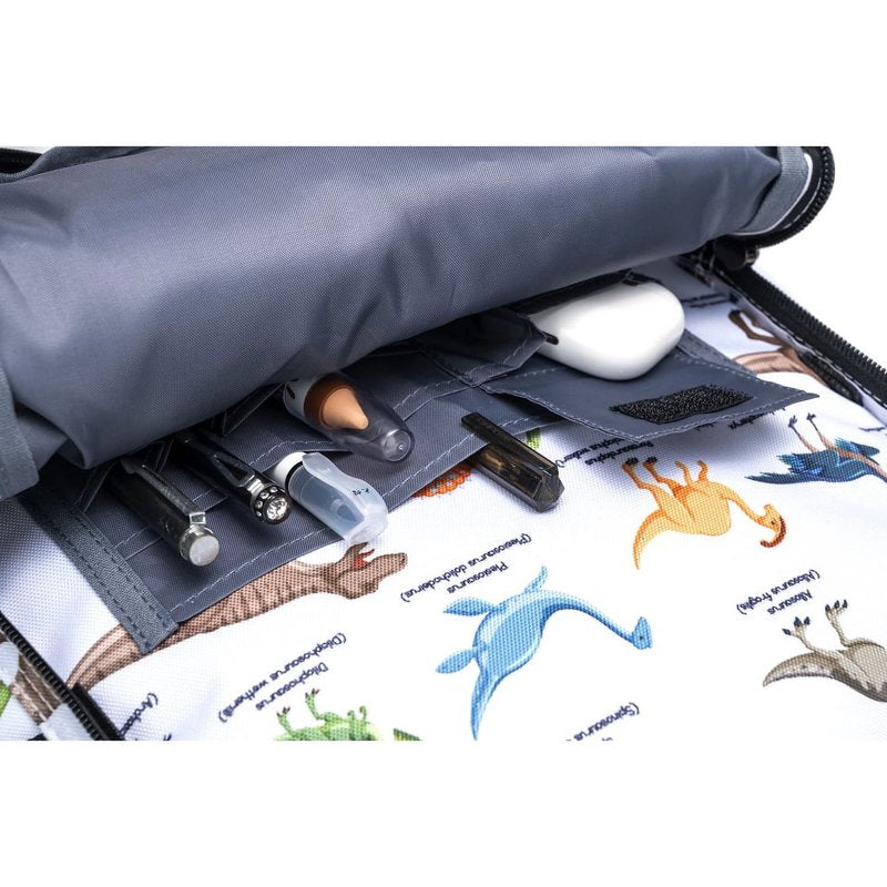 Unisex Rolling Backpack for School Travel and Commuting - Dinosaur Print, 18.5x13x6 Inches