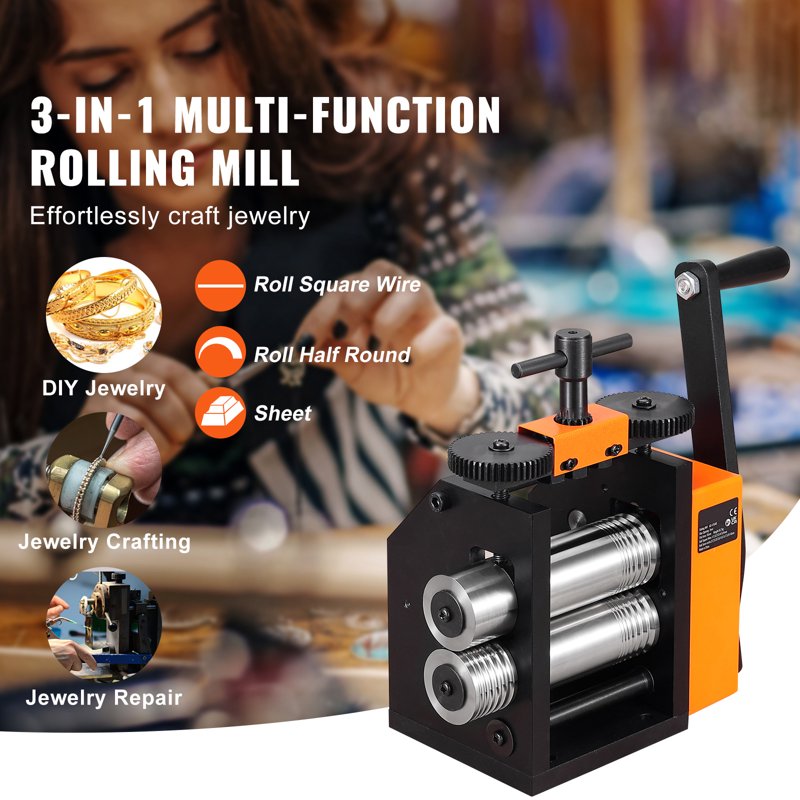 Jewelry Rolling Mill 75mm 3-in-1 Metal Crafting Tool for Gold Silver