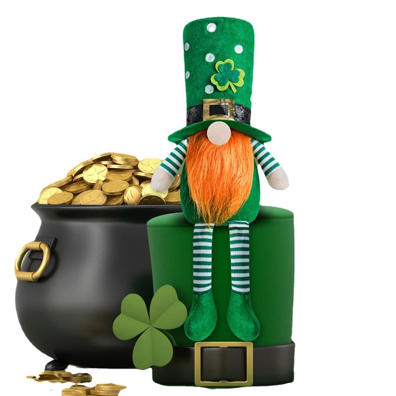 St Patrick's Day Gnome Decoration - Plush Irish Shamrock Hanging Ornaments