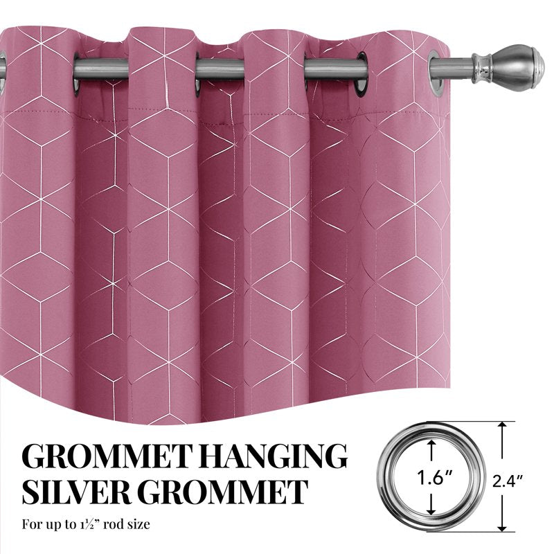 Blackout Curtains for Bedroom Light Pink 52x95 Inch Modern Geometric Drapes