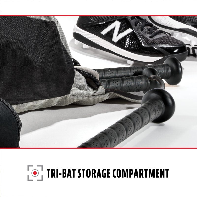 Youth Baseball Equipment Bag with Bat Compartment - Black/Gray