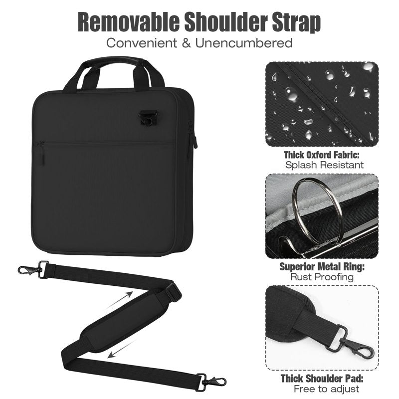 2 Inch Zipper Binder with 3 Ring Capacity for 500 Sheets - Multi-Pocket Office Organizer