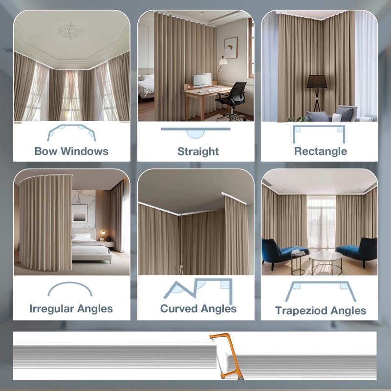 Room Divider Curtains Set with Track - Blackout, Noise Reduction, Insulated Partition for Living Room & Bedroom