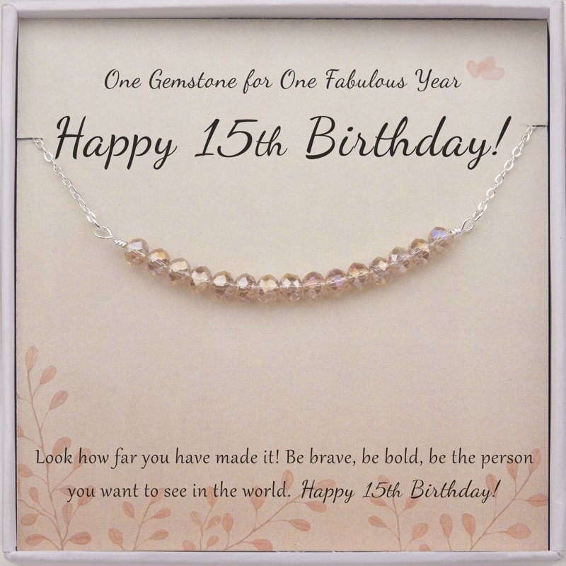 Sterling Silver Beads Necklace for 15th Birthday Gift for Girls