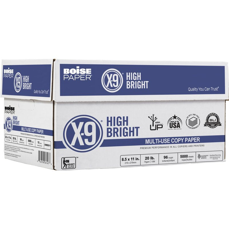 Boise X-9 Multi-Purpose Copy Paper 8.5x11 White 20 lb 96 Bright 10 Reams