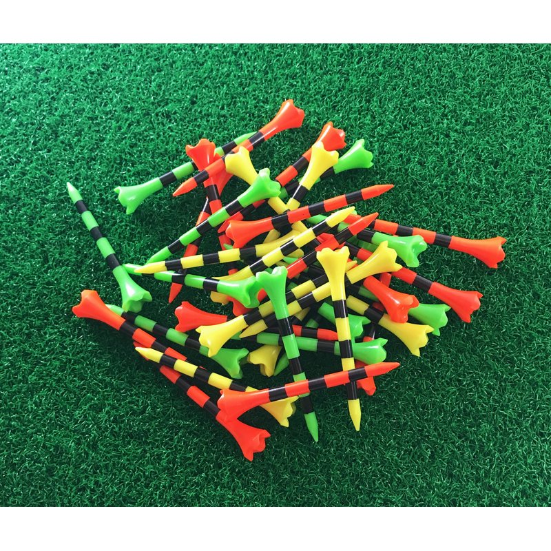 Plastic Golf Tees with Low-Resistance Head - Longer Drives, Durable & Stable - 25 Count