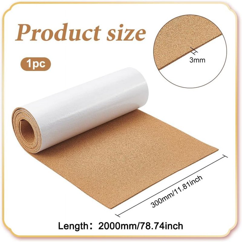 Self-Adhesive Cork Sheet Roll 98.4 x 7.8 Inches for DIY Crafts Wall Decor
