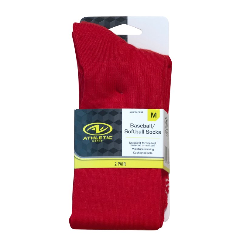 Unisex Baseball Softball Socks 2-Pack Moisture-Wicking Cushioned Fit