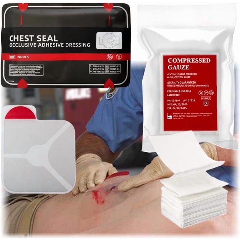 Trauma First Aid Kit with Chest Seal, Israeli Bandage, Tourniquet, Splint, Gauze & Emergency Supplies
