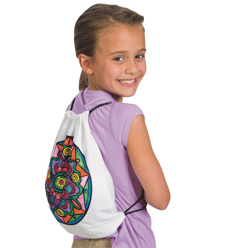 Cotton Mandala Backpack Set - Velvet Printed Art Drawstring Bags for Kids & Teens