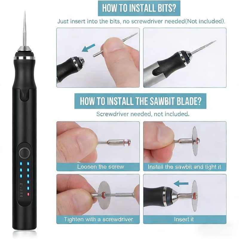 Electric Engraving Pen Kit with 37 Bits Portable DIY Rotary Tool for Jewelry Wood Glass