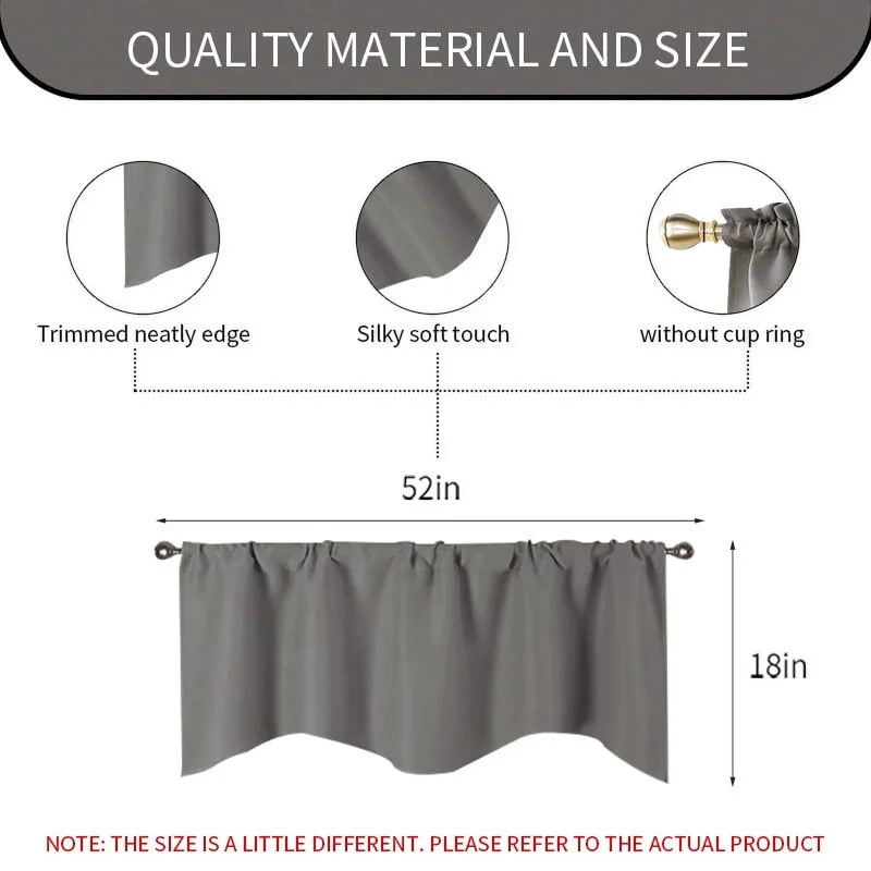 Solid Color Polyester Valance Curtains with Rod Pocket - Light Gray